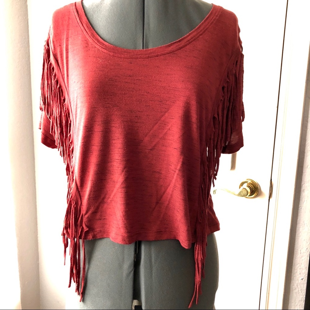 Orange Fringe Crop Top